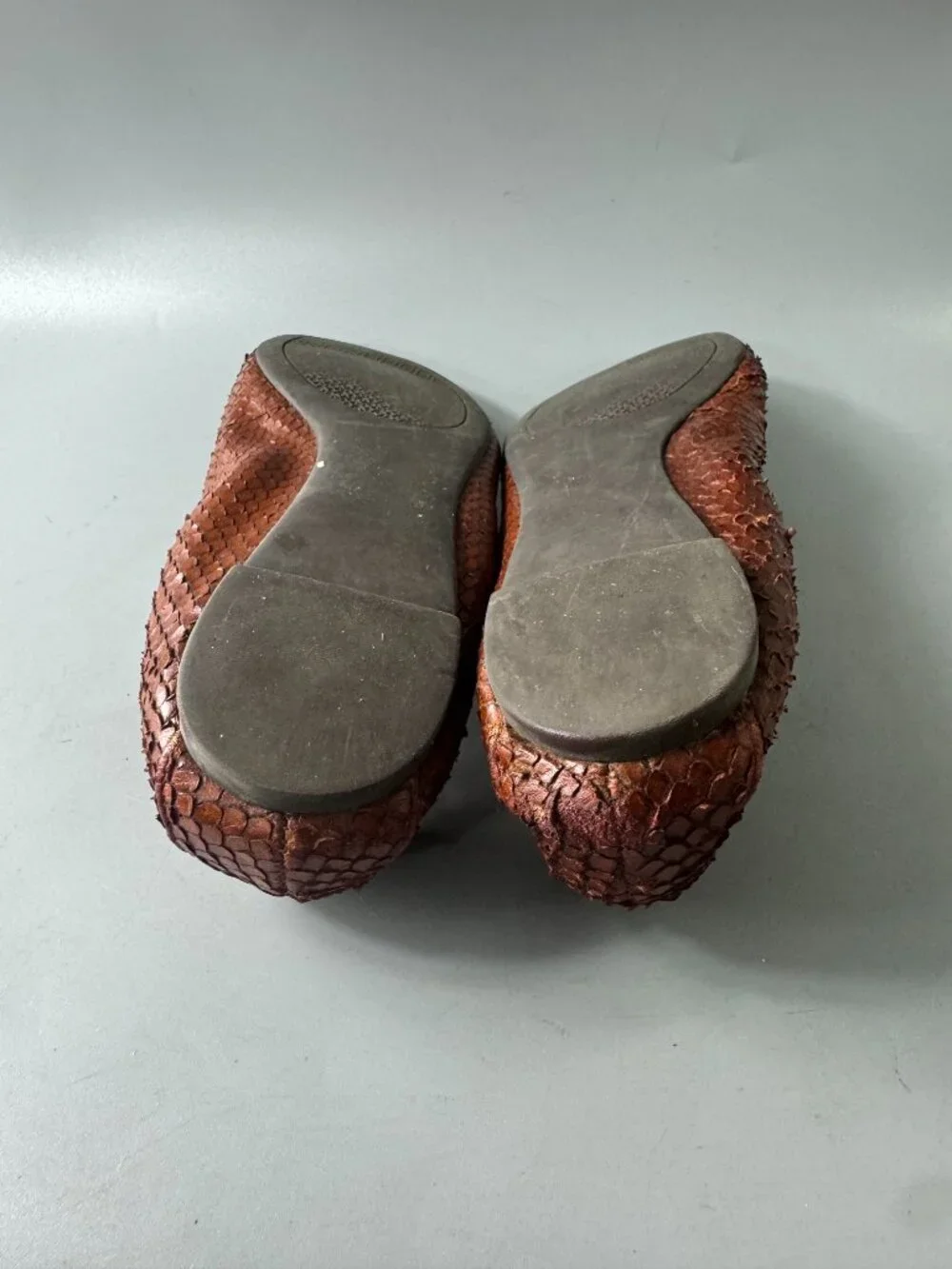 Tory Burch YORK Burgundy Leather Snake Pattern Flats - Size 9 1/2